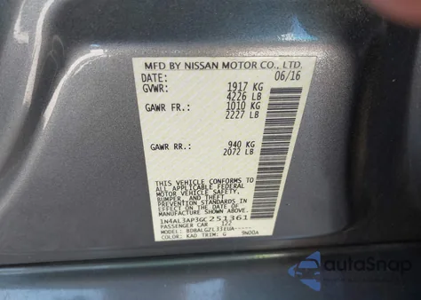 2016 Nissan Altima 2.5/2.5 S/2.5 Sl/2.5 Sr/2.5 Sv из США, поврежденный, VIN 1N4AL3AP3GC251361